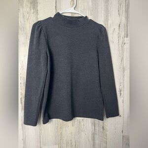 Madewell (Re)sourced Plush Mockneck Puff-Sleeve Dark Gray Long Sleeve Top (S)